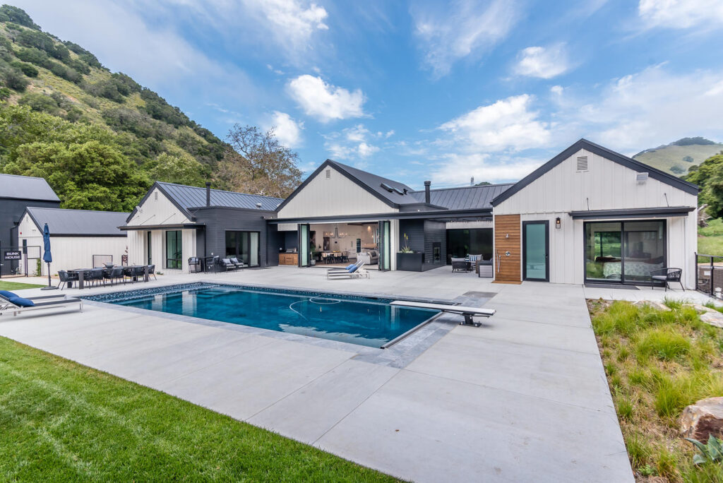 Exterior of a modern farmhouse home in San Luis Obispo California