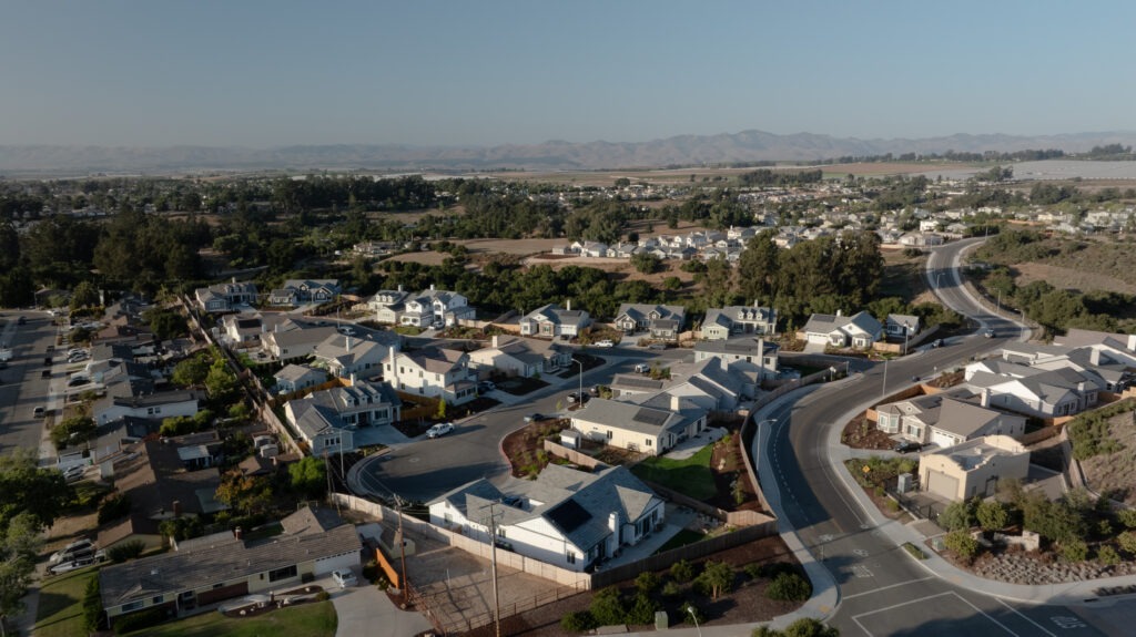 drone photo of new tract homes in santa maria california - vintage ranch